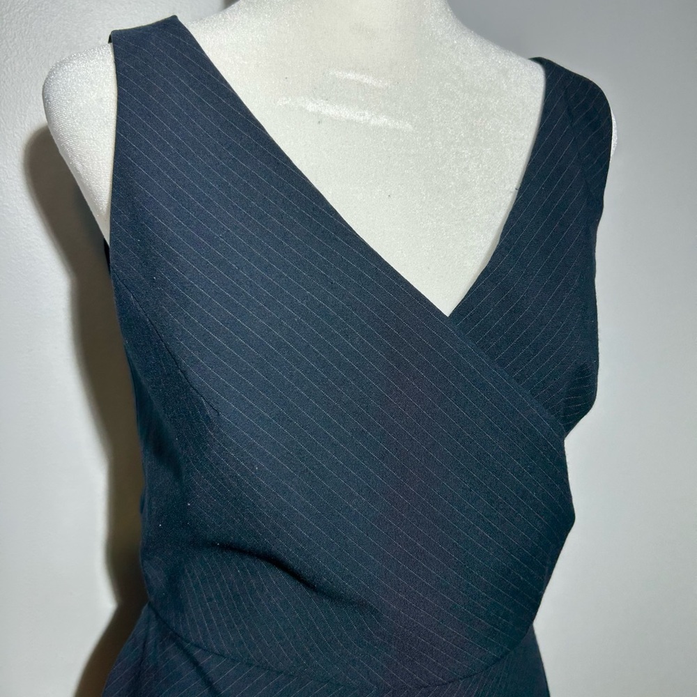The Limited Blue Sheath Midi Dress V-Neck Sleeveless
